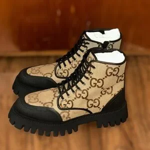 Gucci | Shoes | Gucci Gg Maxi Laceup Camel Boots | Poshmark display picture 1